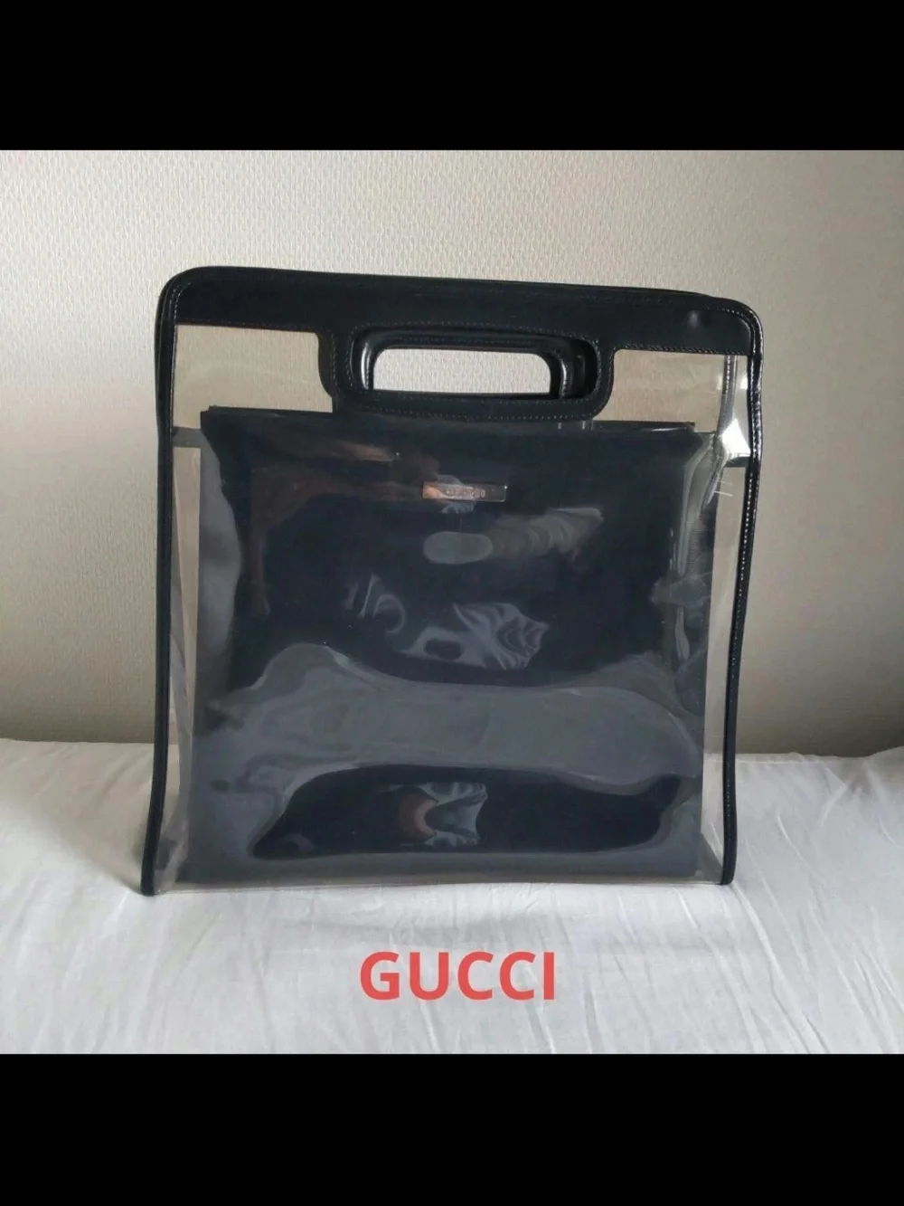 Gucci Clear PVC Tote with Black Trim and Inner Pouch